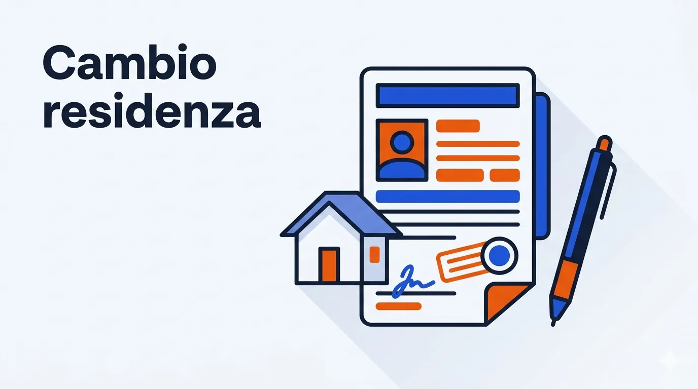 Illustrazione minimale di un documento di residenza e una nuova casa