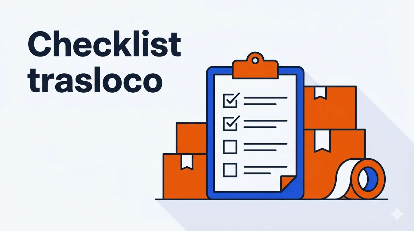 Illustrazione di una checklist per il trasloco a Milano con scatoloni