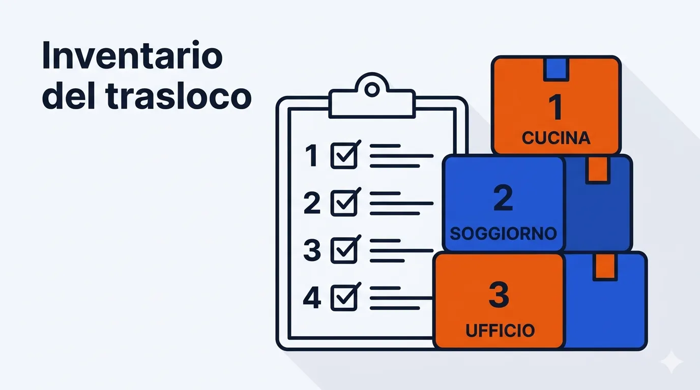Illustrazione di una lista numerata accanto a scatole etichettate