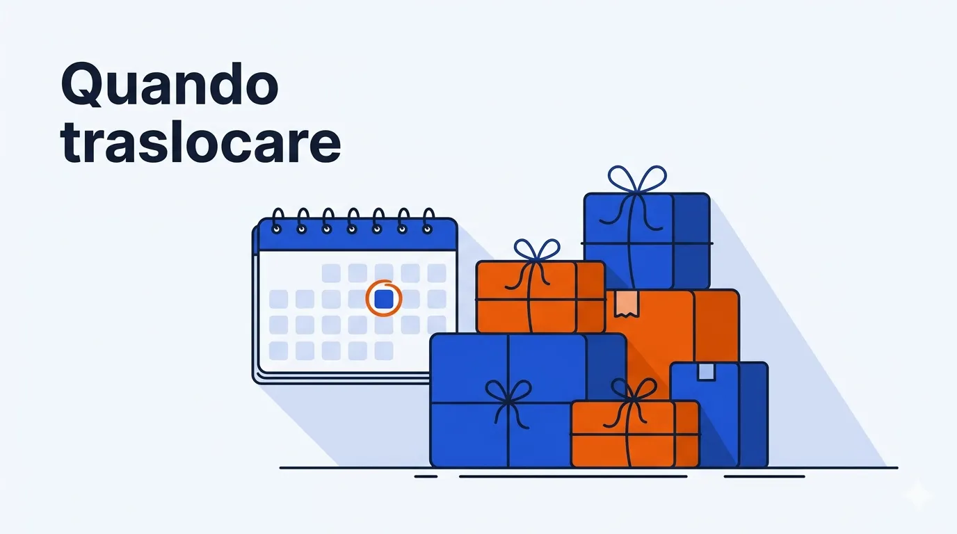 Illustrazione minimale di un calendario con scatoloni da trasloco